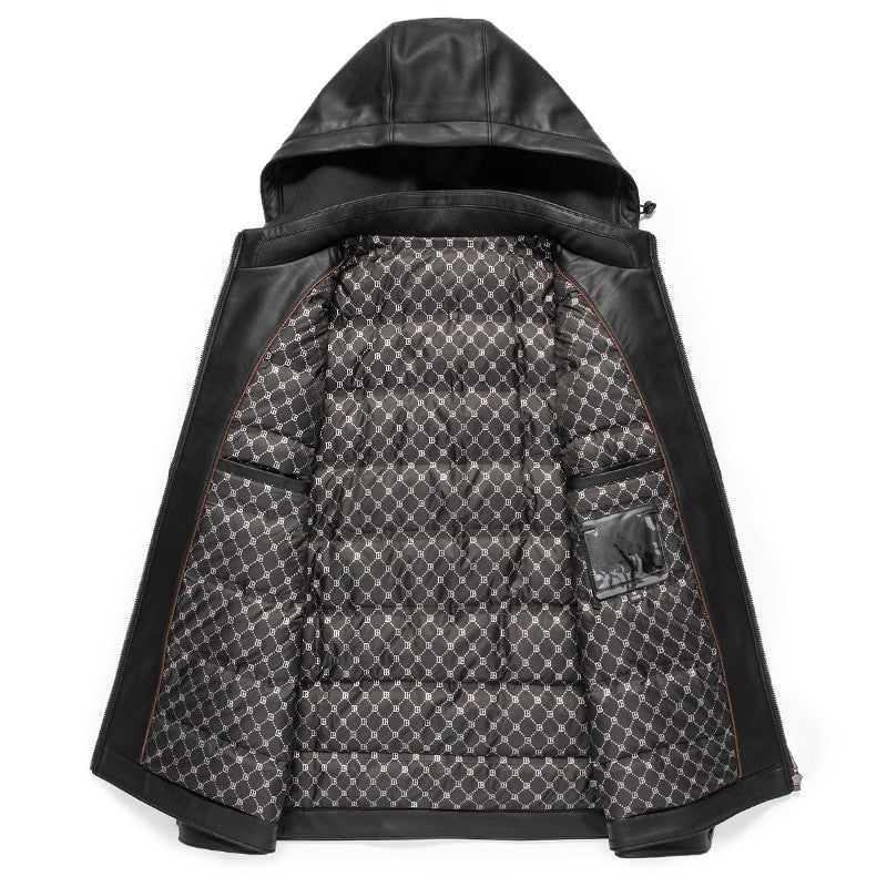 Fashion Personality Leather Down Jacket Men Ooho