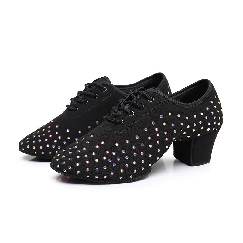 Women's Latin Dance Oxford Cloth Full Diamond Shoes Ooho