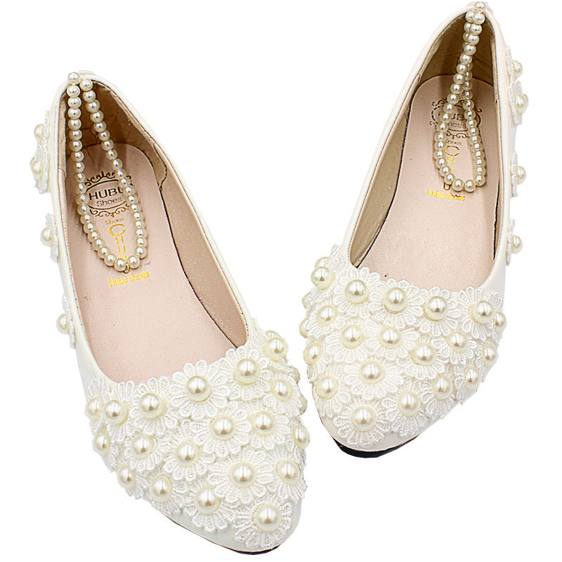 White Wedding Dress Flat Shoes Female Ooho