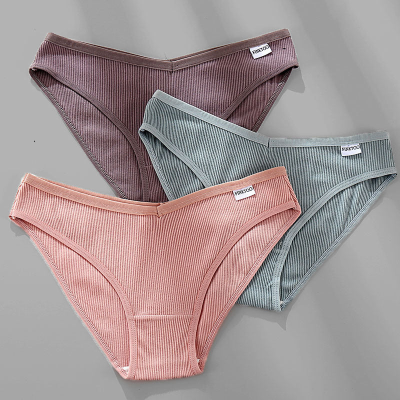 3PCS M-4XL Cotton Panties Female Underwear Sexy Women Briefs Ooho