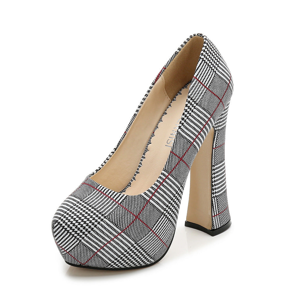 High heels waterproof platform houndstooth Ooho