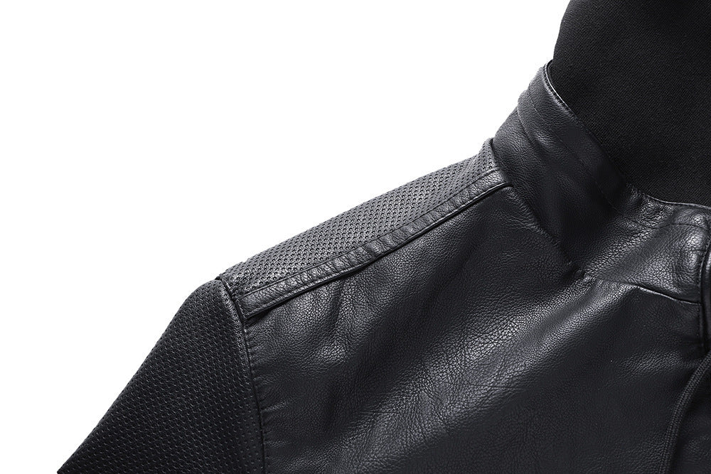 Winter Stand-collar PU Jacket Leather Jacket Men Ooho
