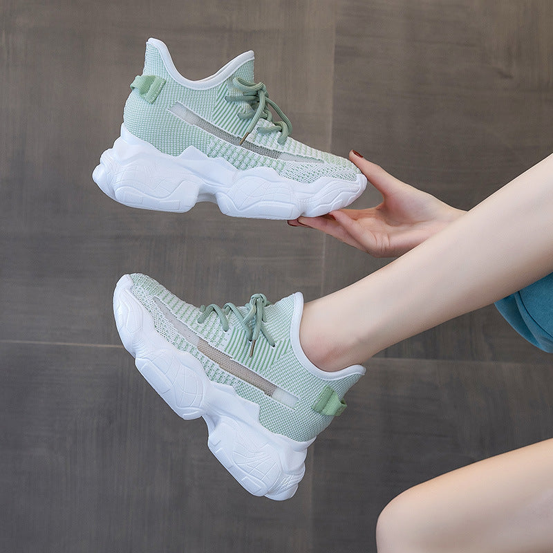 Inner increase flying knit sports high heels Ooho
