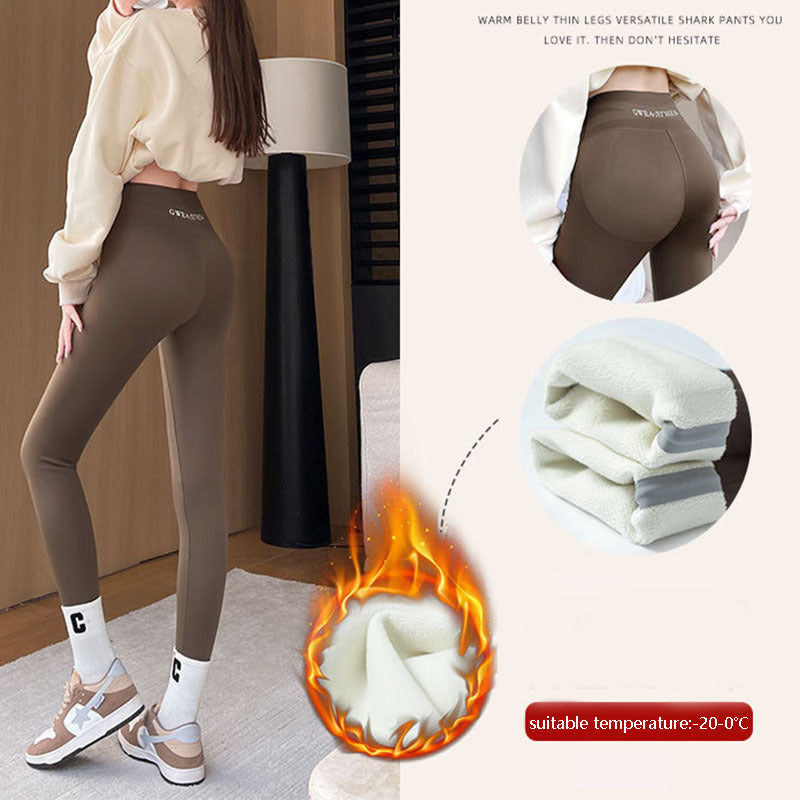 Fleece Thickened Winter Leggings for Women – High Waist Tummy Control Skinny Shark Pants, Warm Slimming Yoga Tights (-20°C to 5°C) Ooho