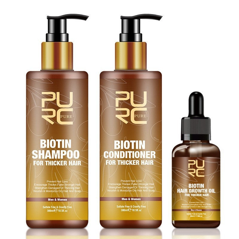PURC Hair Care Ginger Biotin Three-piece Shampoo Conditioner Repair Dry And Frizz Essential Oil Ooho