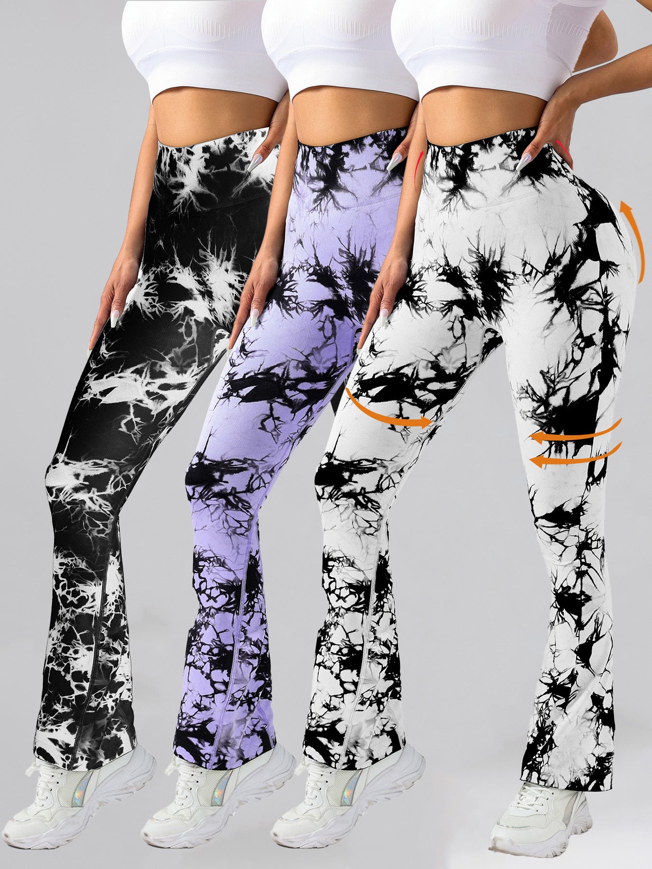 3-Pack Tie Dye Seamless High Waisted Leggings for Women – Scrunch Butt Lifting Yoga Gym Workout Athletic Pants