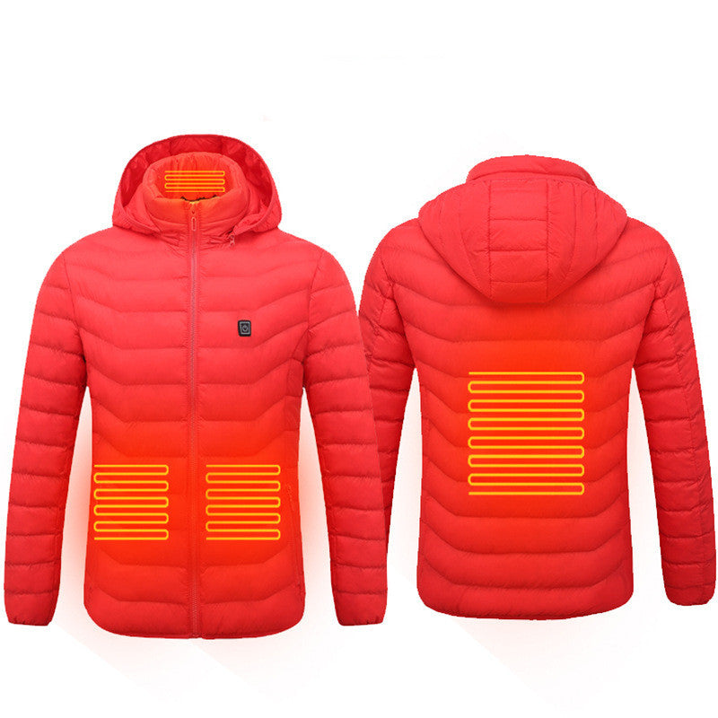Men Heated Puffer Jacket Electric Heating Coat Insulated Hood Windbreaker Ooho