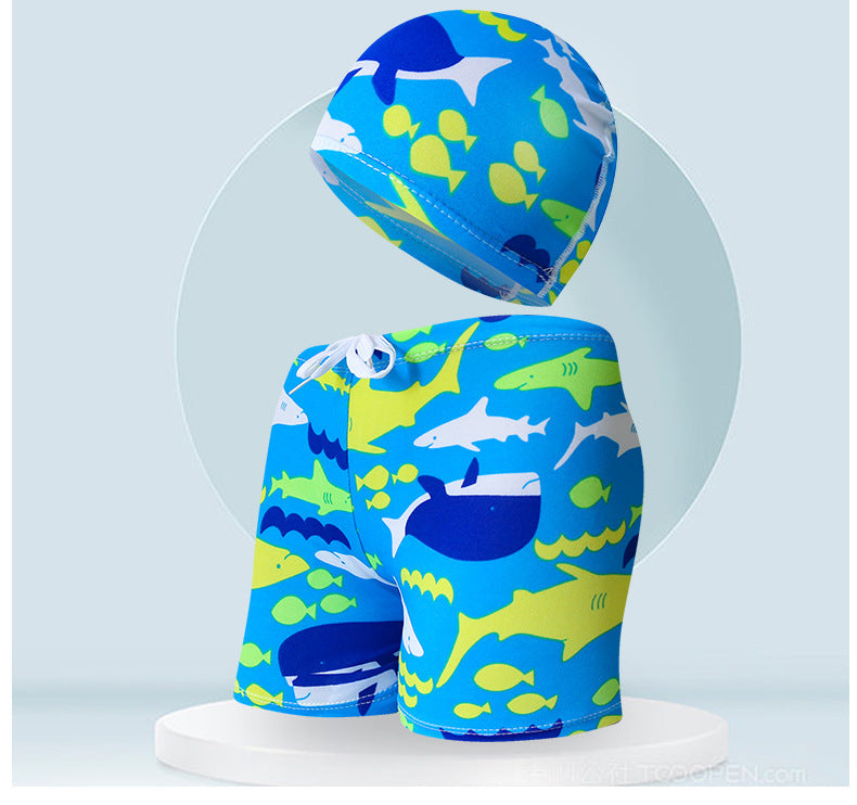 Children's Swimming Trunks Beach Vacation With Swimming Cap Suit Ooho
