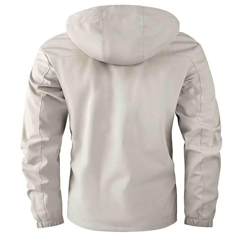 Men's Casual Hooded Jacket Parka Autumn And Winter Warm Solid Color Windproof Coat Outdoor Clothes With Multiple Pockets Ooho