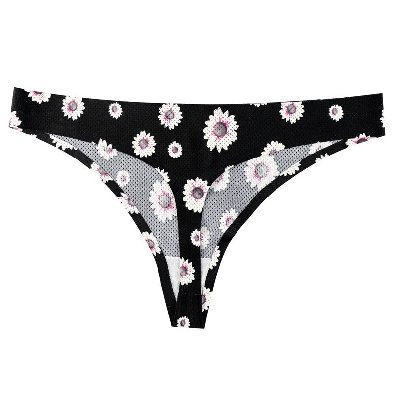 Printed Breathable One Piece Low Waist Thong Women Ooho