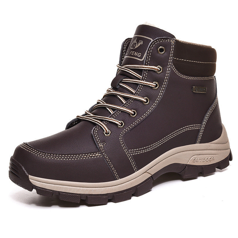 Men Boots Winter Snow Outdoor Ankle Boots For Men Super Warm Boots Leather Non-Slip Work Shoes Ooho