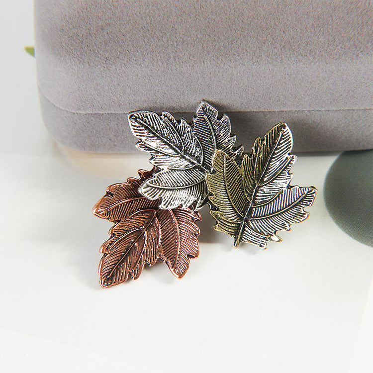 Vintage Maple Leaf Brooches Metal Women Ooho