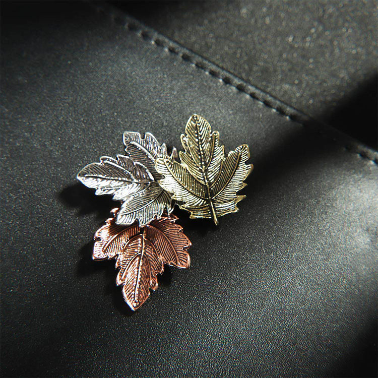Vintage Maple Leaf Brooches Metal Women Ooho