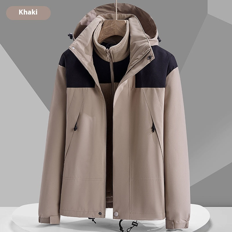 Hooded Windbreaker Unisex Fashion Colorblock Zip-up Jacket With Pockets Waterproof Outwear For Women Men Clothing Ooho