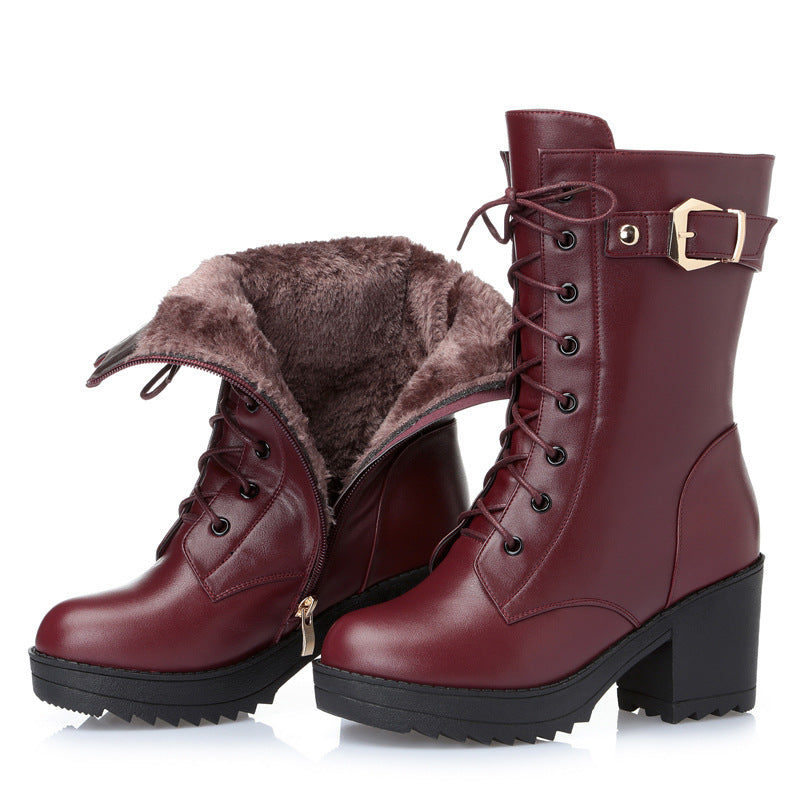 Leather Martin boots women cotton boots Ooho