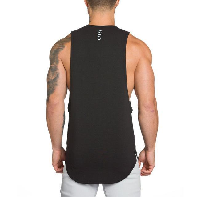 Men Long Tank Muscle Workout T-Shirt Bodybuilding Gym Athletic Training Sports Tops Ooho