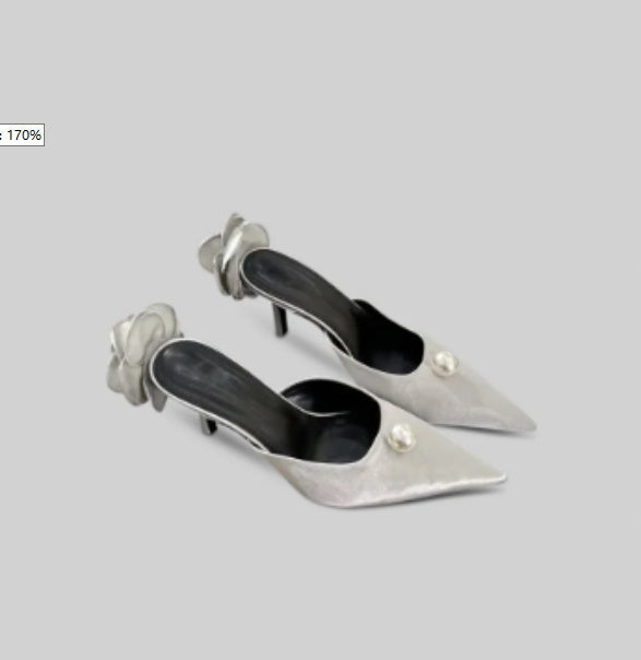 Pointed Pearl High Heel Half Slippers Women Mules Shoes Ooho