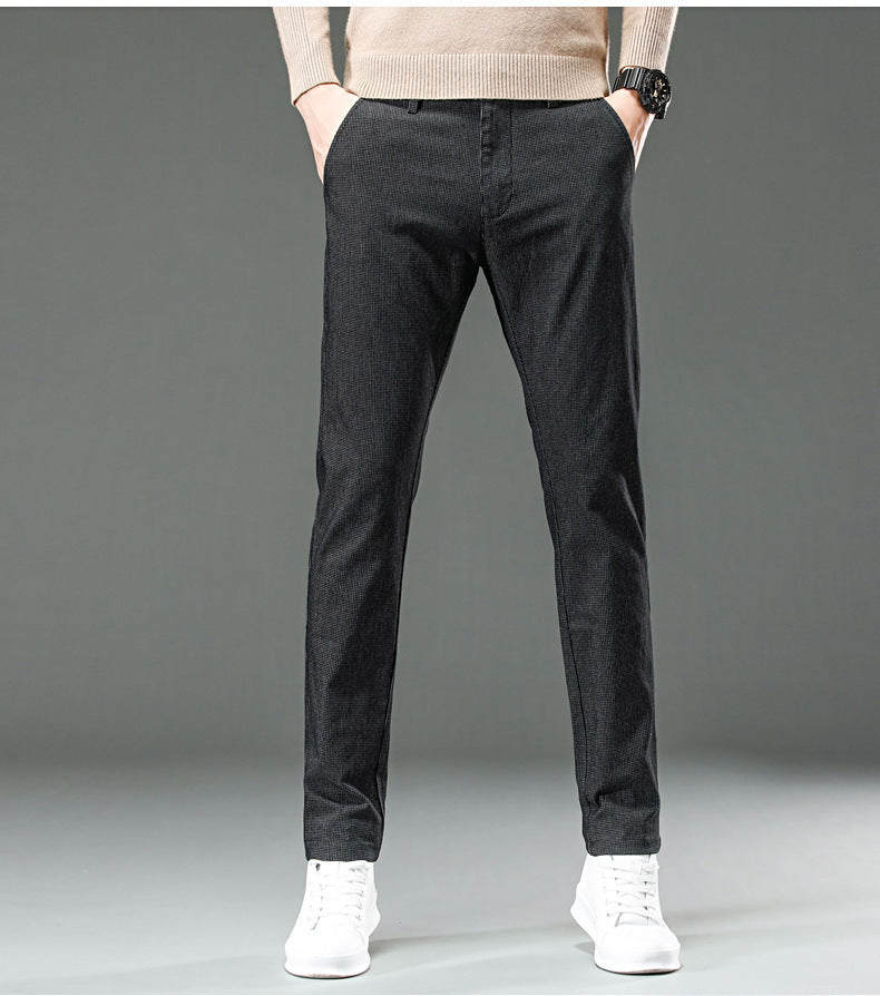 Fine Plaid Stretch Pencil Pants Slim-fit Pants Men Ooho
