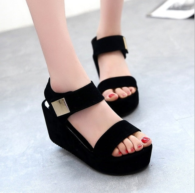 Wedges ladies sandals simple waterproof platform simple casual wedges women's shoes Ooho