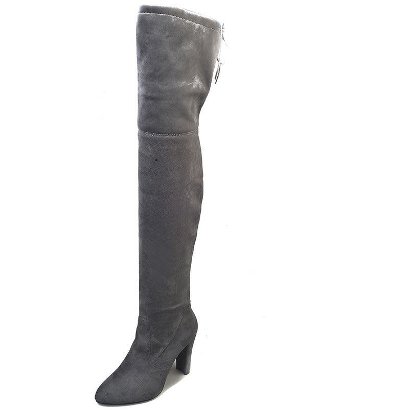European And American Pointed Thick Heel Over The Knee Boots Stretch Boots Women Ooho