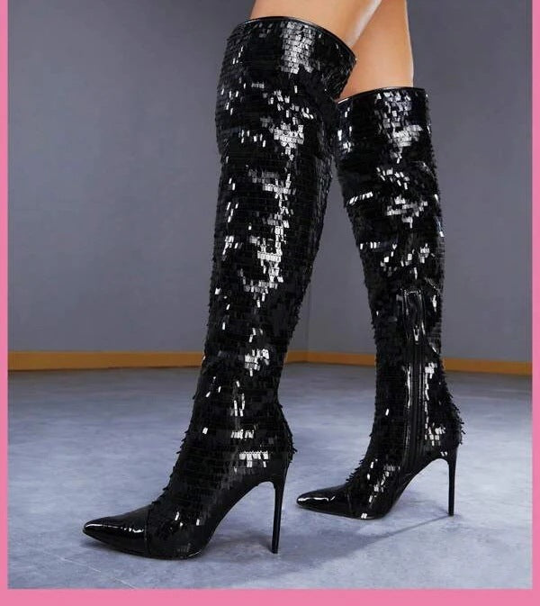 Fashionable Sequins Over-the-knee Boots Women Ooho