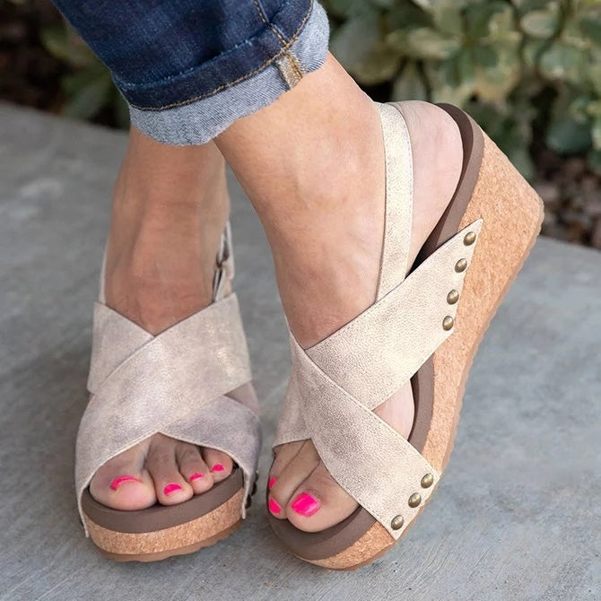 Wedge heel Roman women's high heel sandals Ooho