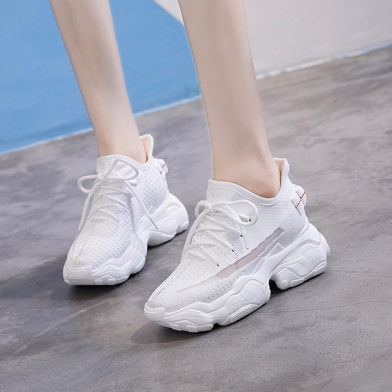 Inner increase flying knit sports high heels Ooho