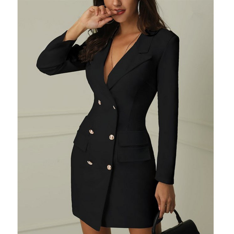 Double-Breasted Coat Dress for Women | Elegant Stylish Winter Outerwear Ooho