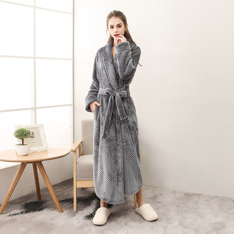Winter Women Night Gown Couple Robe Men Bathrobe Ooho
