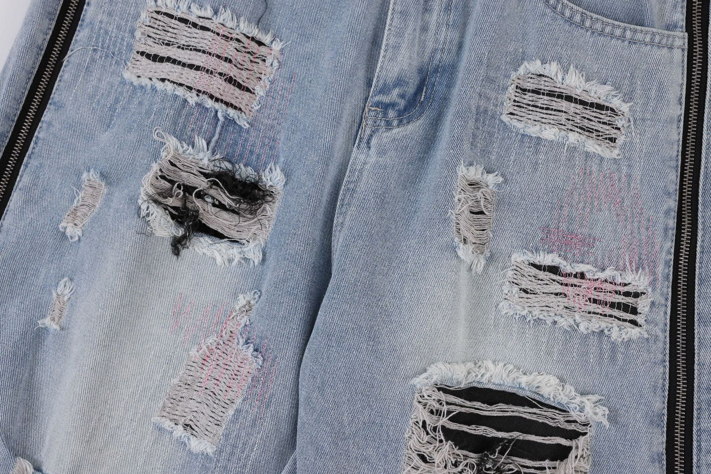 American Street Style Retro Tattered Washed Jeans | Vintage Distressed Denim for Women Ooho