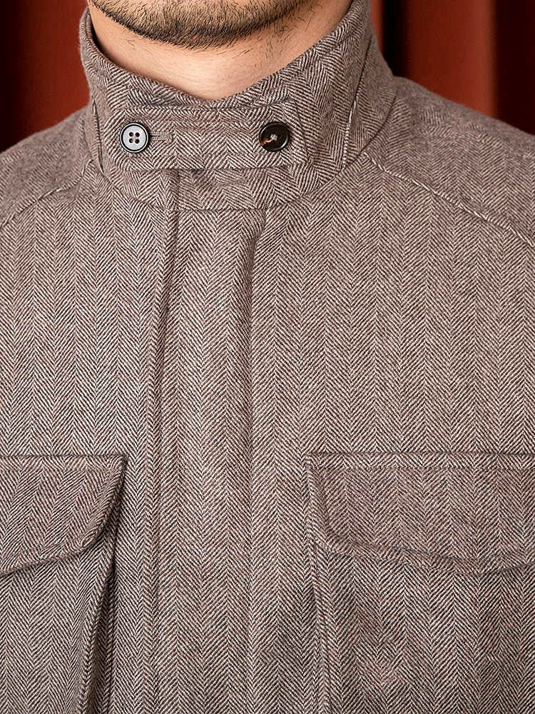 Wool Safari Jacket Jacket Casual Slim Jacket Men Ooho