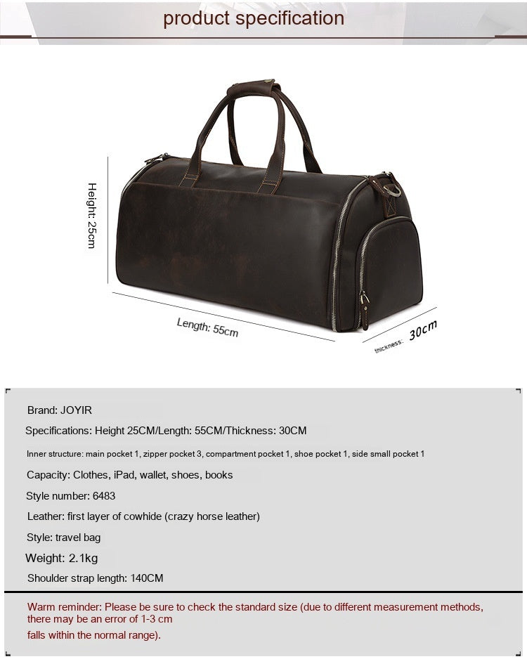 Large Capacity Retro Men Fitness Foldable Luggage Bag Ooho