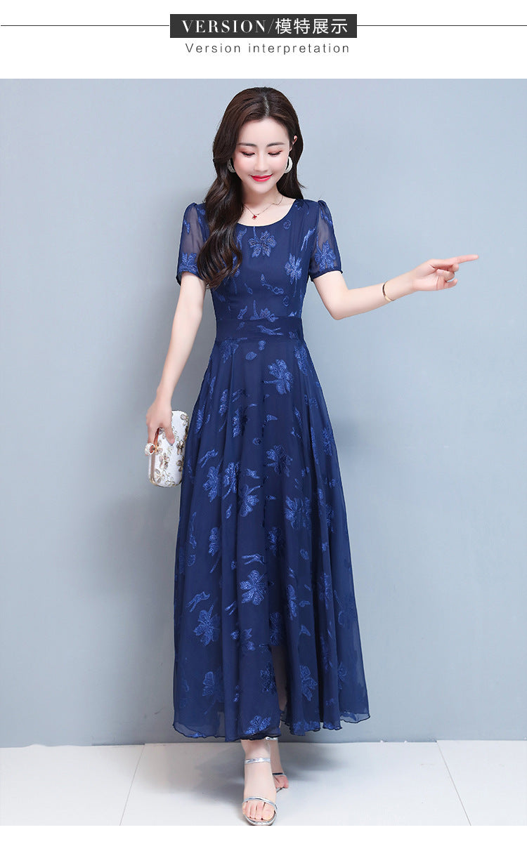 Elegant Navy Print Dodycon Dress | Vintage A-Line Summer Party Dress for Women Ooho