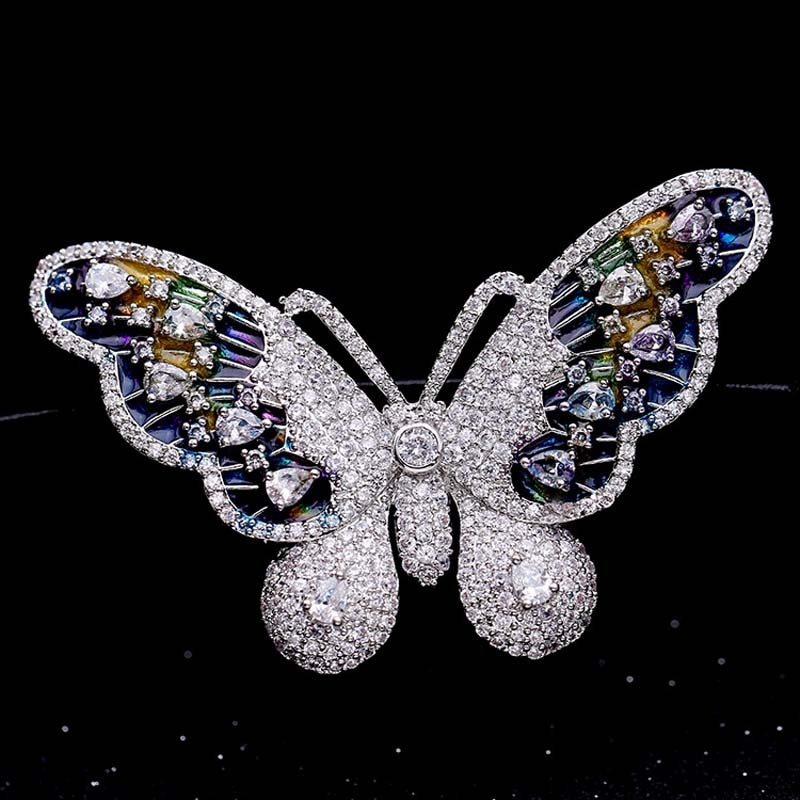 Red Trees Brand High Quality Butterfly Insect Brooches For Women Wedding With Cubic Zirconia Sweater Accessories Brooch Drop Ooho