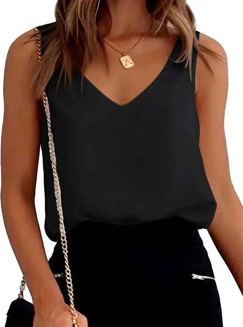 Women Tank Top Summer Casual V Neck Camisole Blouses Loose Sleeveless Cami Basic Tank Shirt Ooho