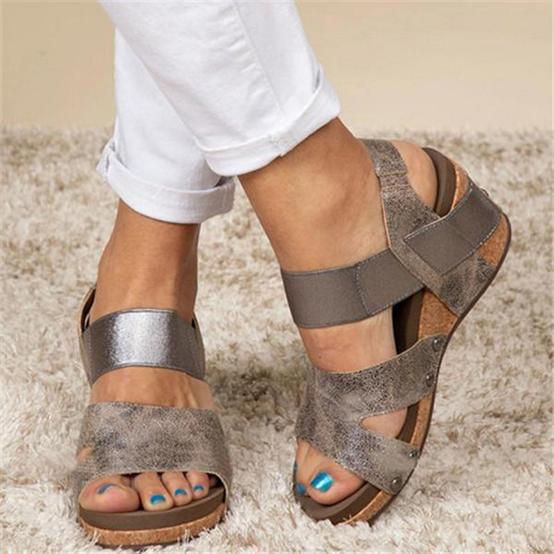 Wedge heel Roman women's high heel sandals Ooho