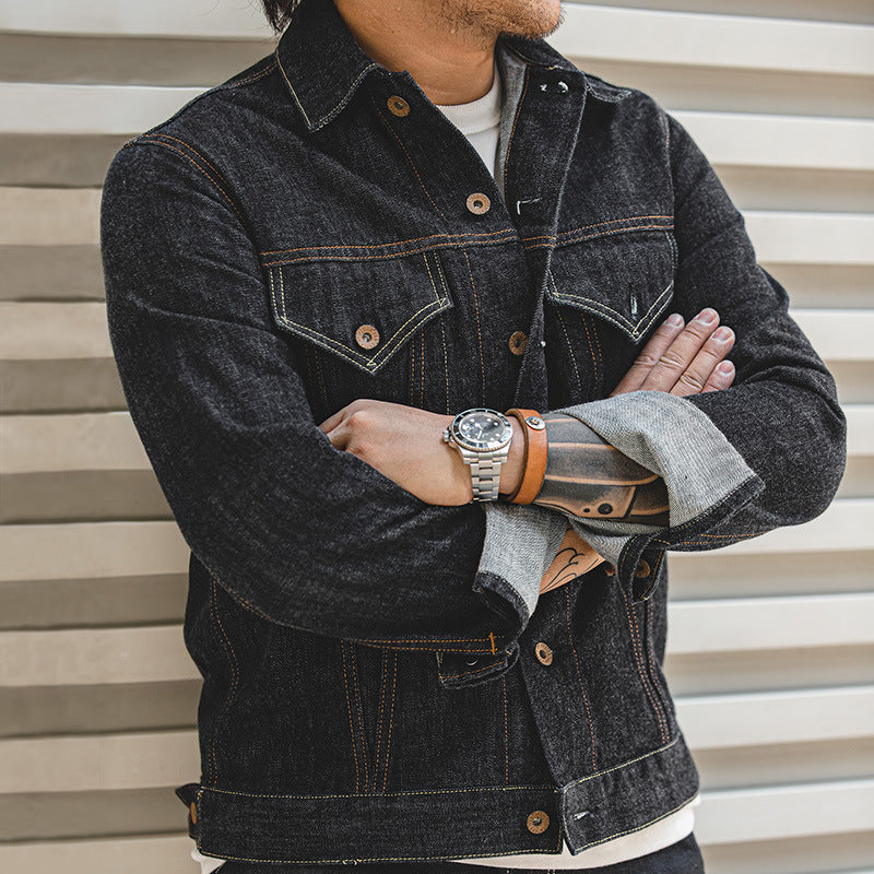 Original Color Denim Jacket Motorcycle Slim Jacket Men Ooho