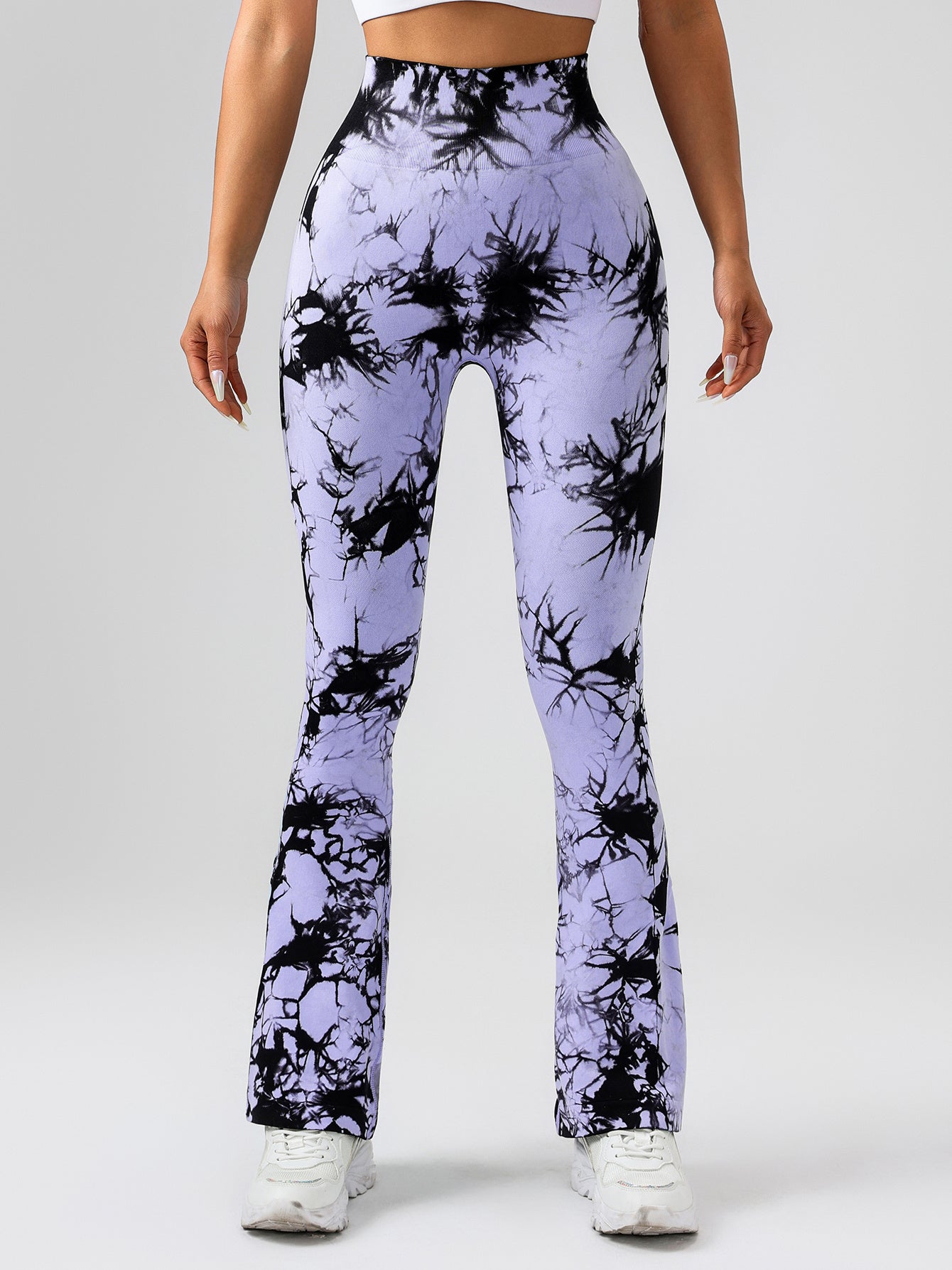 High-Waist Tummy Control Flare Yoga Pants for Women – Tie-Dye Slimming Bootcut Workout Leggings, Stretch Fitness Activewear Ooho