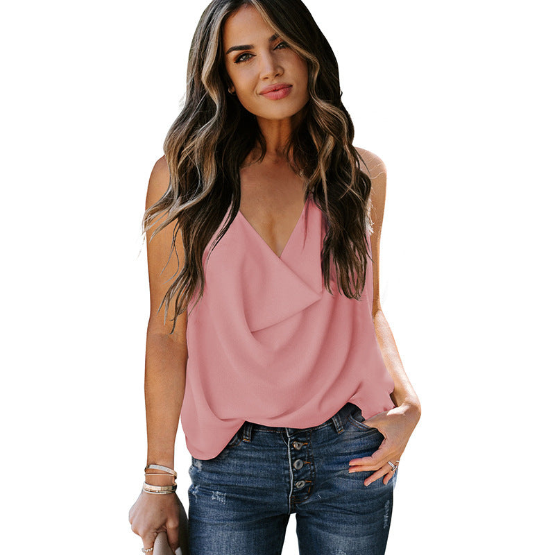 Top Loose V-neck Chiffon Tank Top Women Ooho