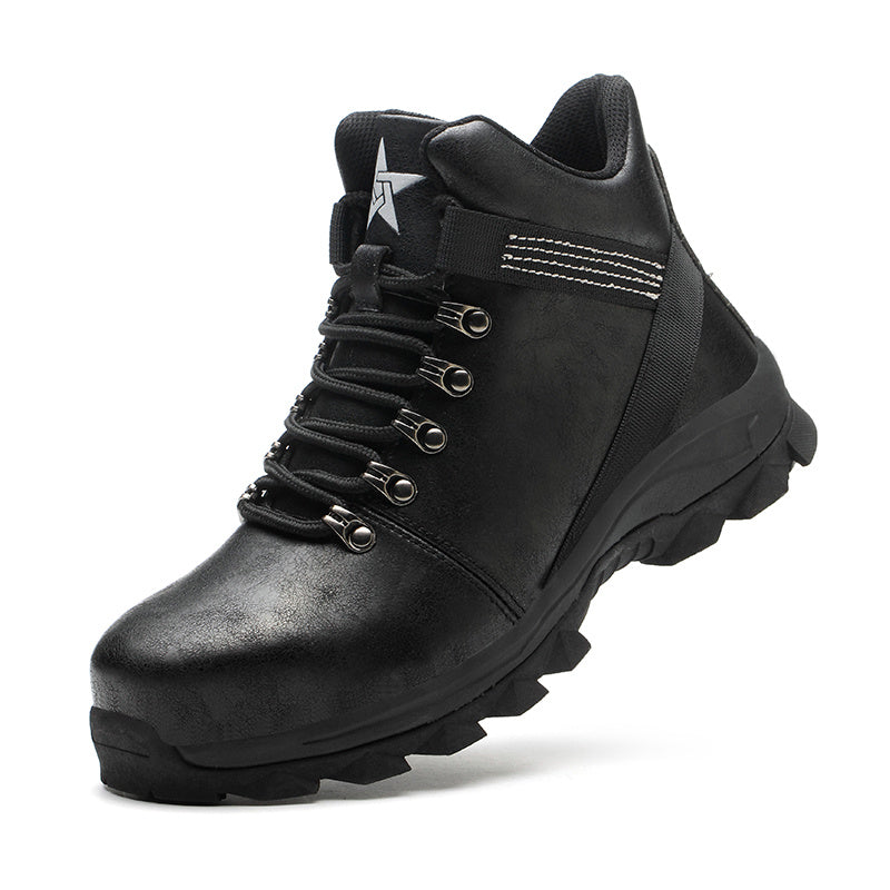 High-top Safety Shoes Construction Protective Footwear Men Steel Toe Shoes Breathable Hiking Boots Puncture Proof Work Boots Ooho