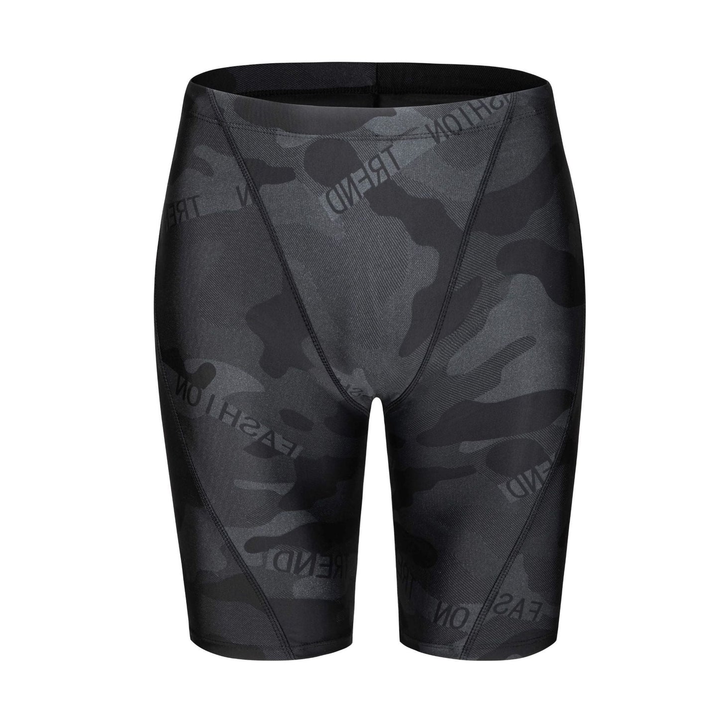 Men's Camouflage Letters Quick-drying Swimming Trunks Swimming Cap Ooho