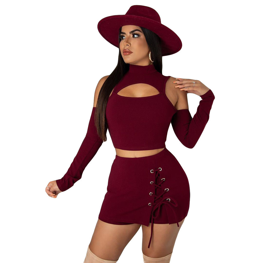 Women’s Eyelet Tie Skirt and Shorts Set | Trendy Two-Piece Summer Outfit for Ladies Ooho