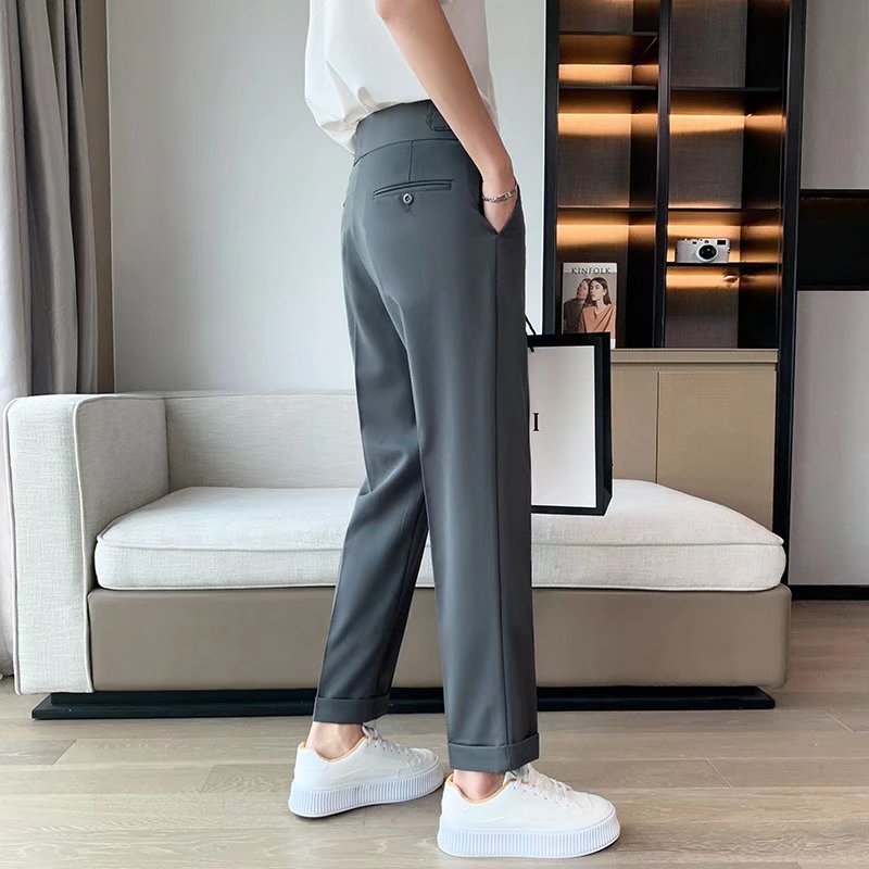 Draping Cropped Small Suit Pants Men Ooho