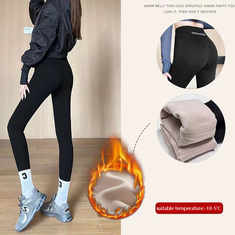 Fleece Thickened Winter Leggings for Women – High Waist Tummy Control Skinny Shark Pants, Warm Slimming Yoga Tights (-20°C to 5°C) Ooho
