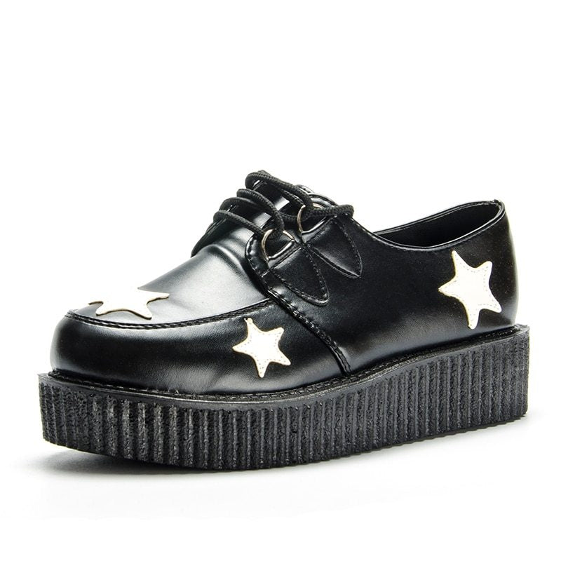 Fujin Brand Star Leather autumn Creepers loafers plus size 35-41 women Shoes ladies platform shoes Women Flats Female Ooho