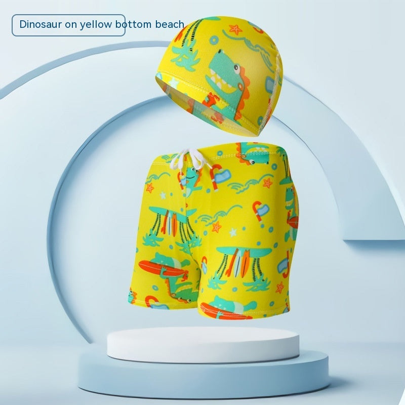 Children's Swimming Trunks Beach Vacation With Swimming Cap Suit Ooho