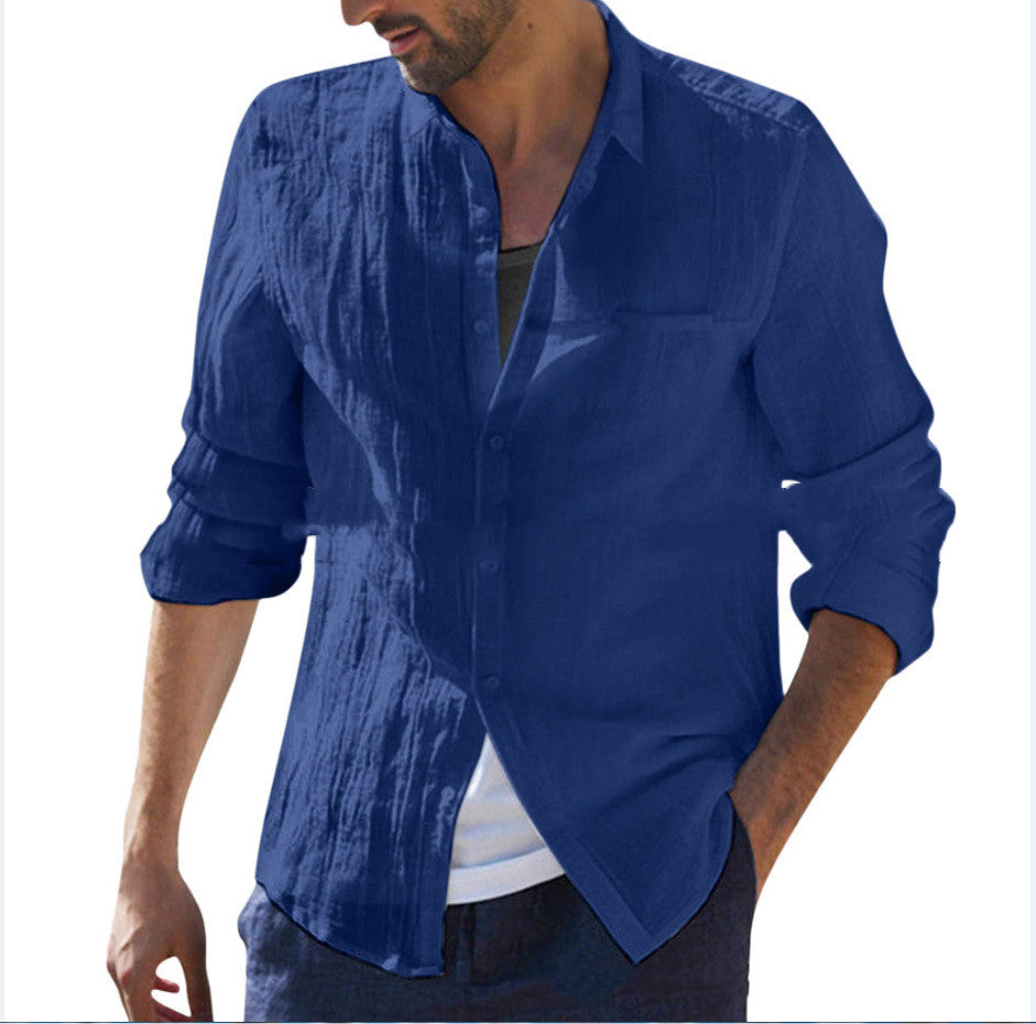Cotton Cardigan Long Sleeve Shirt For Men Ooho