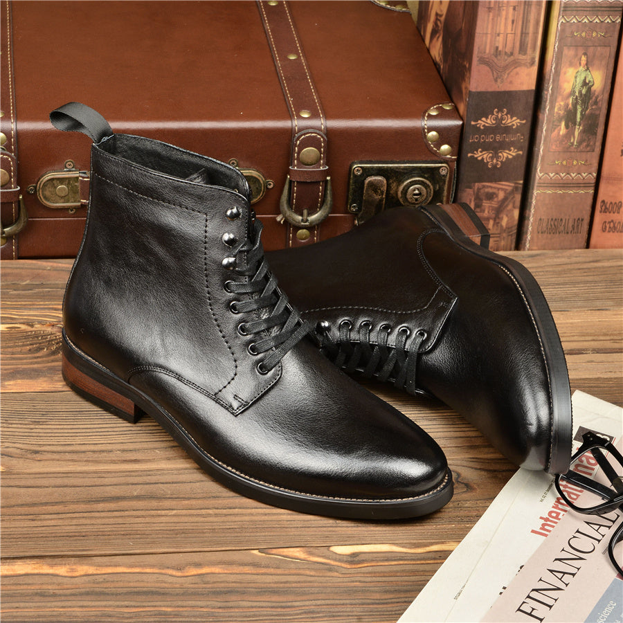 Soft Top Cowhide High Top Boots For Men Ooho