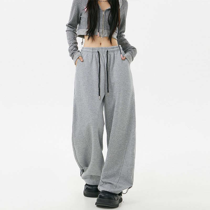 Women’s Gray Draped Sweatpants | Casual Loose Fit Athletic Jogger Pants Ooho