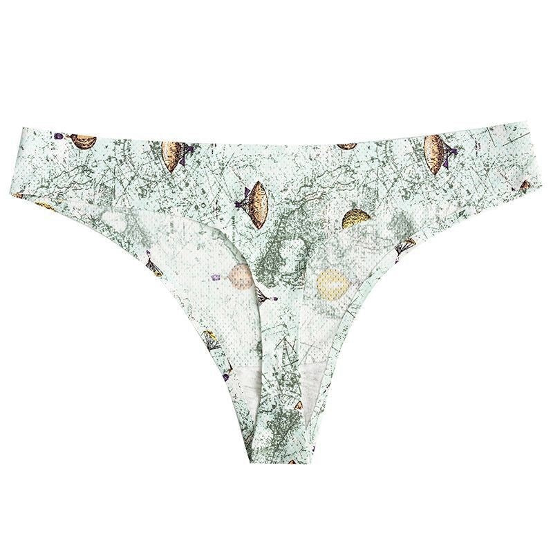 Printed Breathable One Piece Low Waist Thong Women Ooho